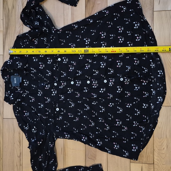 Anthropologie Maeve Women's Size 4 Black and Cat Pattern Shirt - Picture 6 of 8